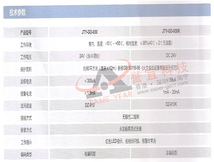 三江电子消防JTY-GD-930型 点型光电感烟火灾